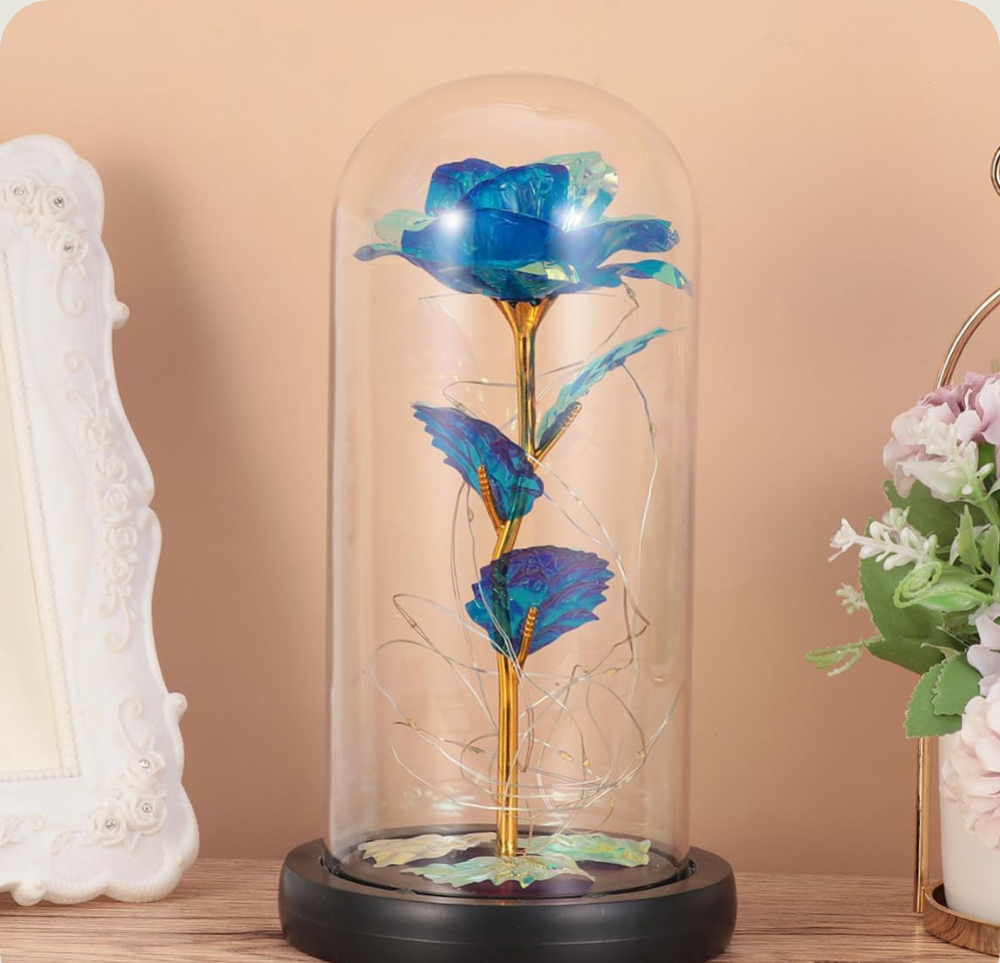 Rose Eternelle en verre - Bleu PurCoeur