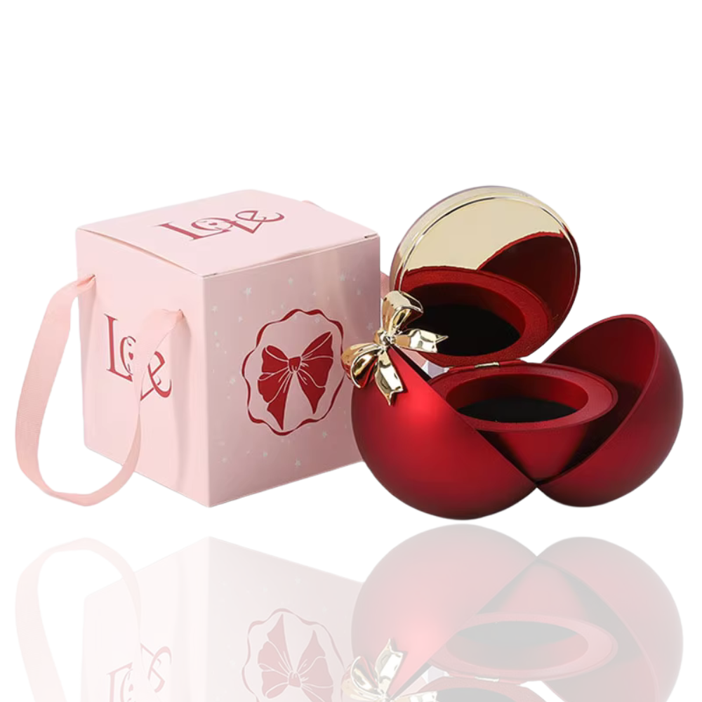 Boite à bijoux rouge avec noeud de papillon