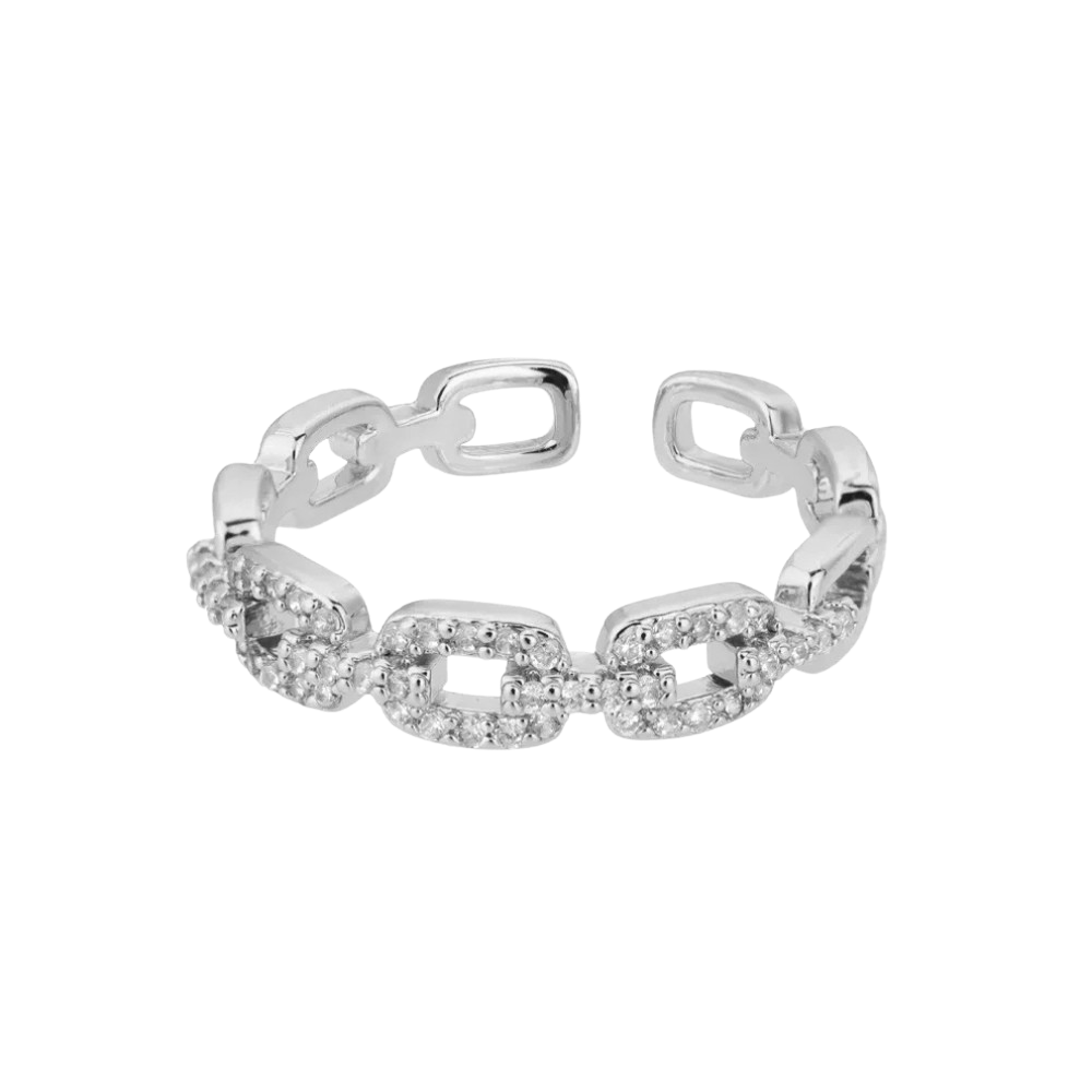 Bague en argent motif maillon