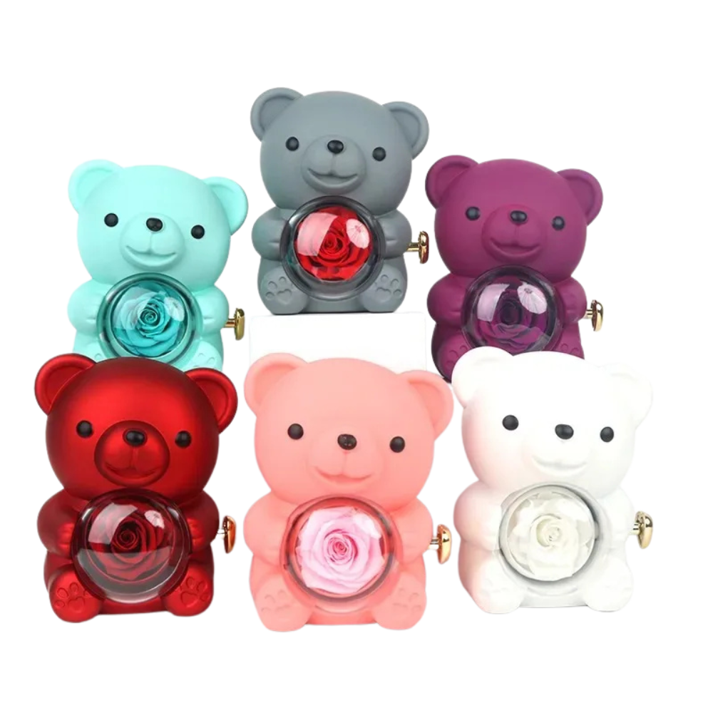 Boite à bijoux rotative en forme de nounours