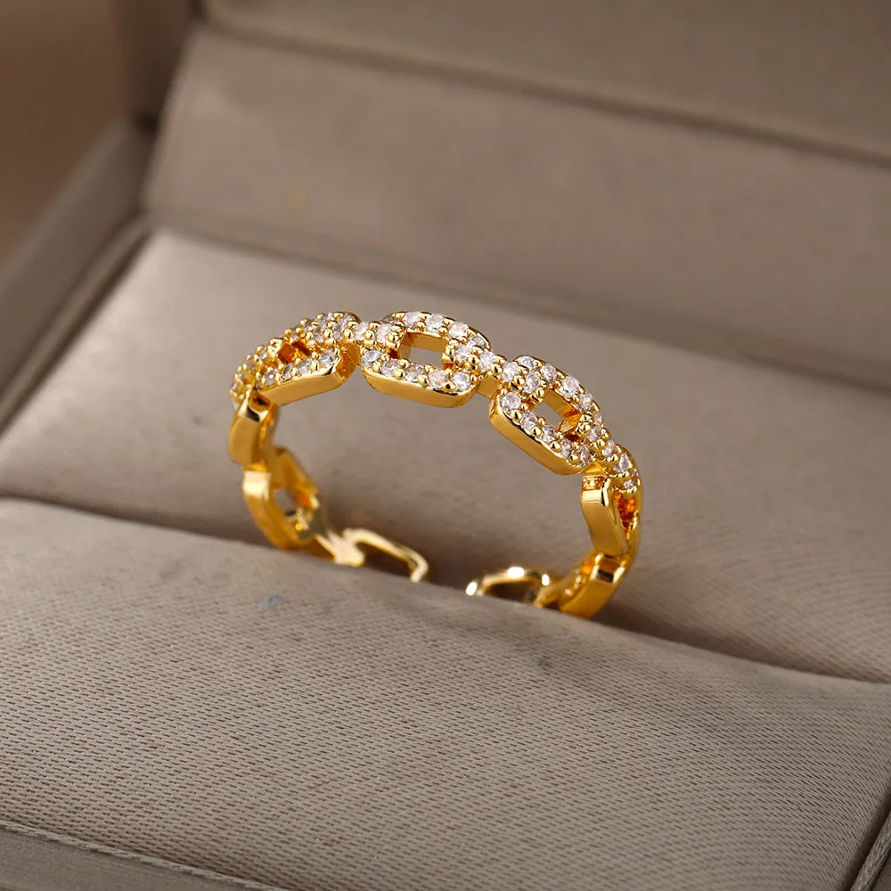 Bague en or motif maillon