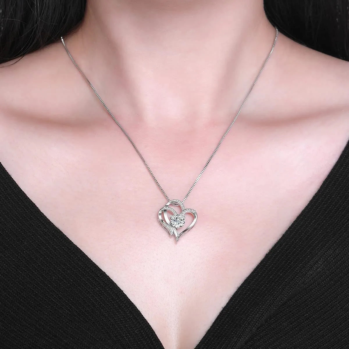 Collier en argent sterling en forme de coeur