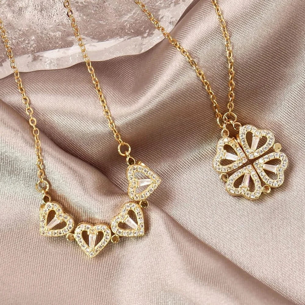 Collier aimanté en or en forme de trèfle