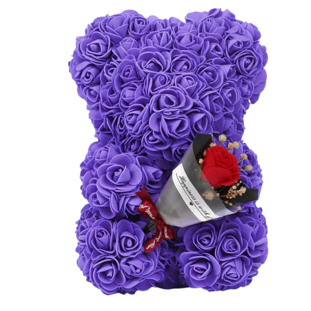 Ourson en Rose - Bouquet Violet PurCoeur