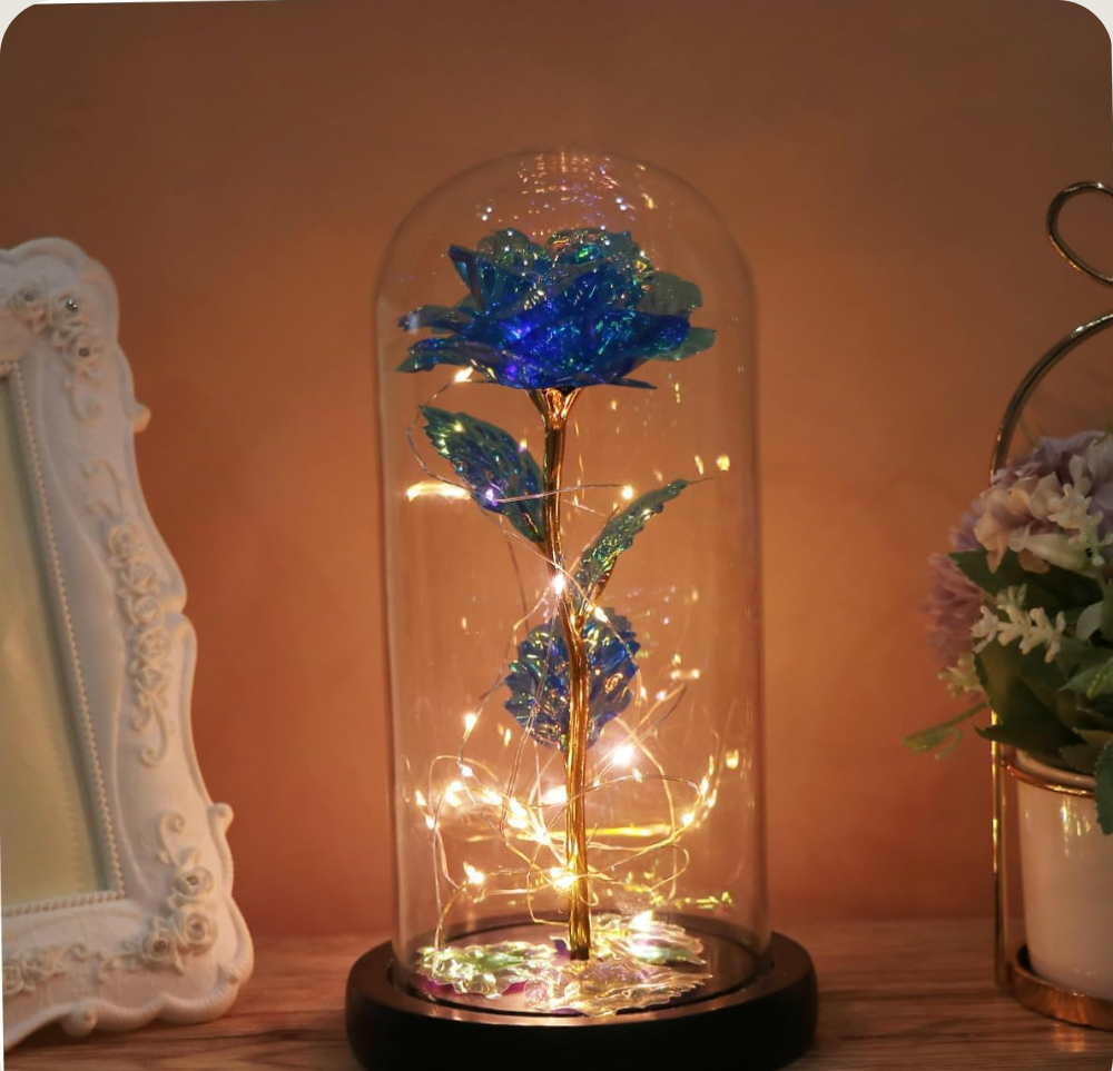 Rose Eternelle en verre - Bleu PurCoeur
