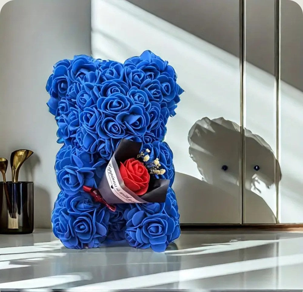 Ourson en Rose - Bouquet Bleu PurCoeur