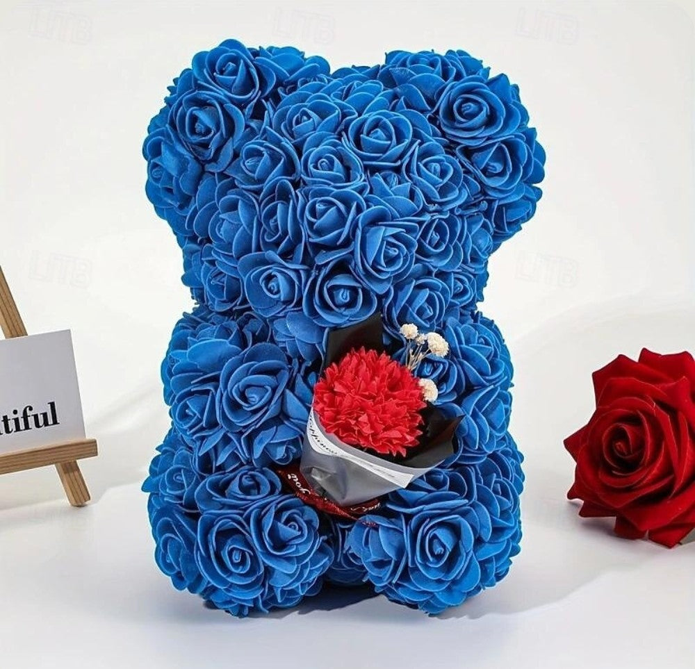 Ourson en Rose - Bouquet Bleu PurCoeur