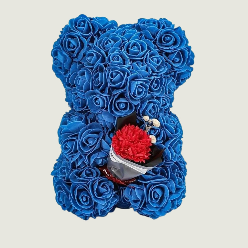 Ourson en Rose - Bouquet Bleu PurCoeur