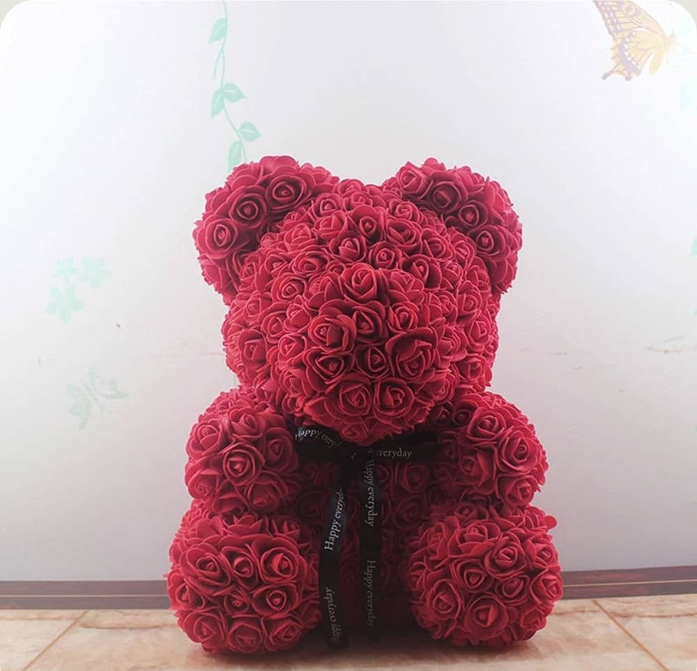 Ourson en Rose 40cm - Bordeau PurCoeur