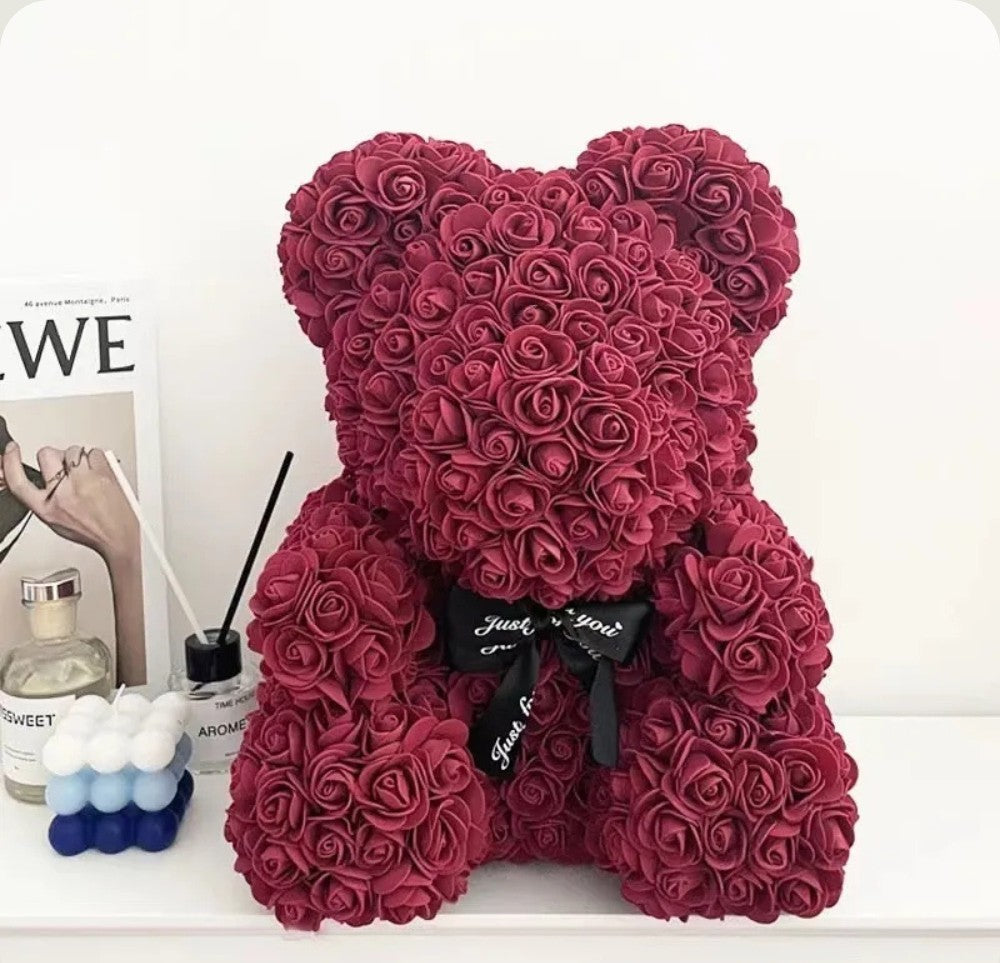 Ourson en Rose 40cm - Bordeau PurCoeur