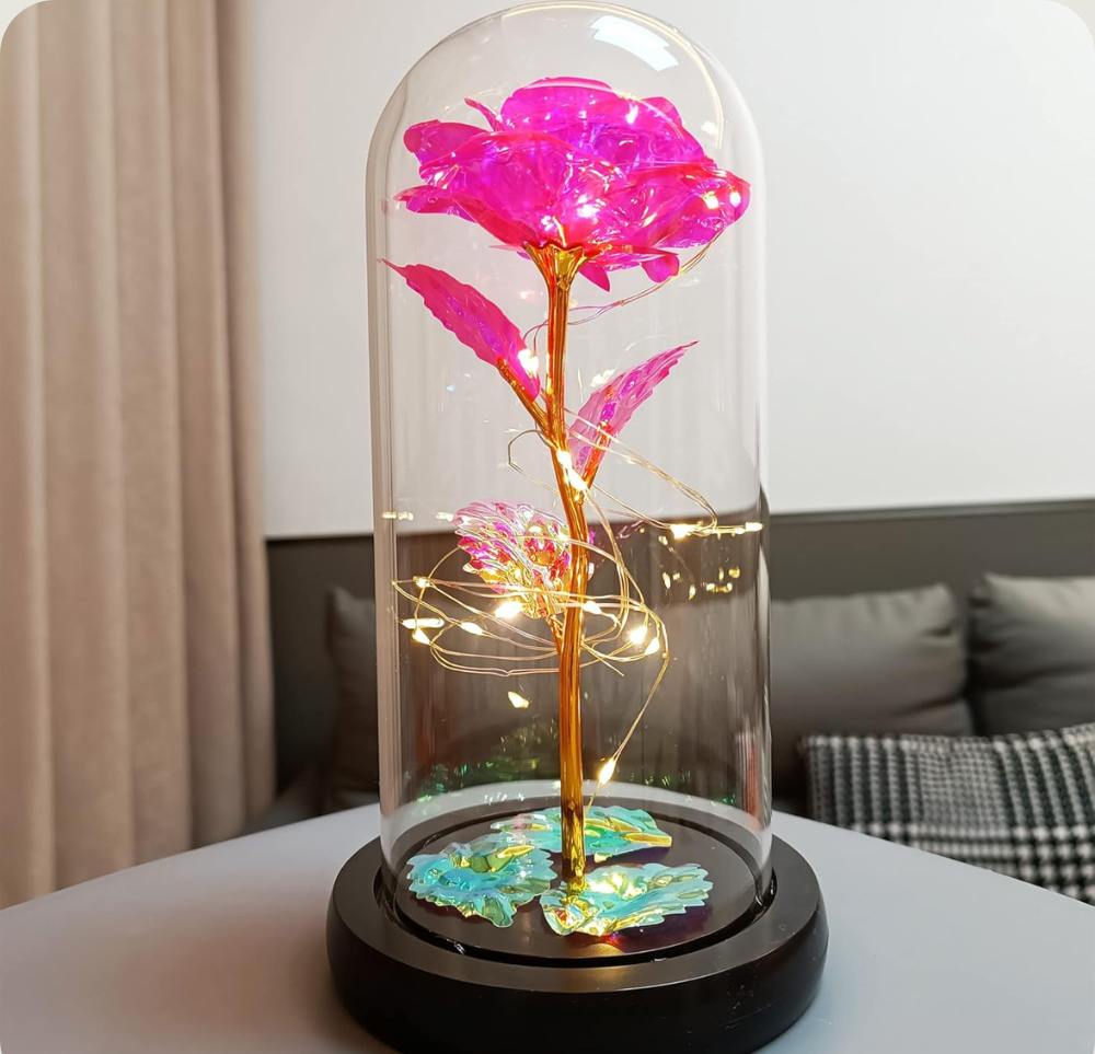 Rose Eternelle en verre - Rose PurCoeur