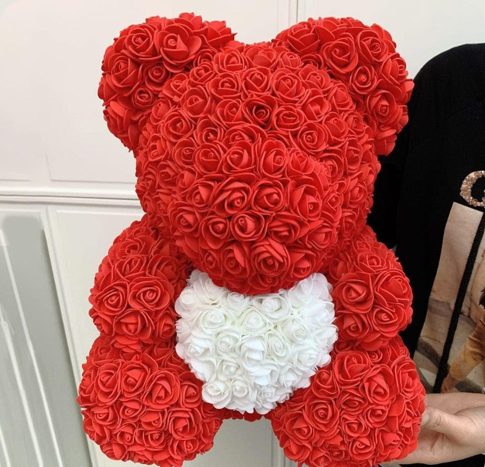 Ourson en Rose 40cm - Coeur Rouge PurCoeur