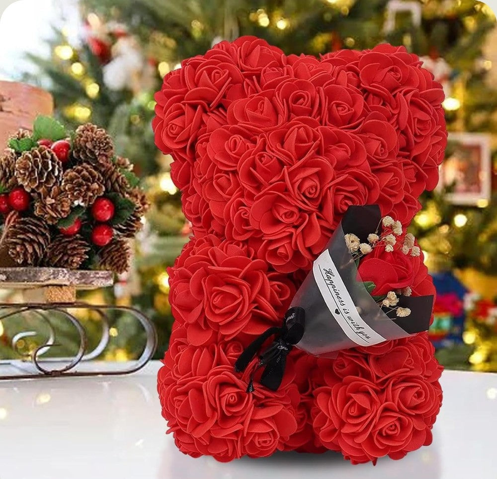 Ourson en Rose - Bouquet Rouge PurCoeur