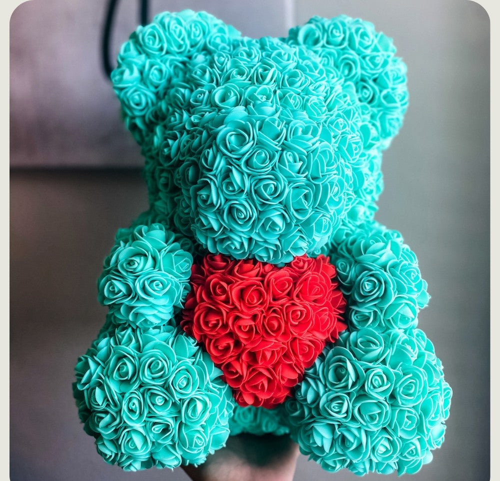 Ourson en Rose - Coeur Turquoise PurCoeur