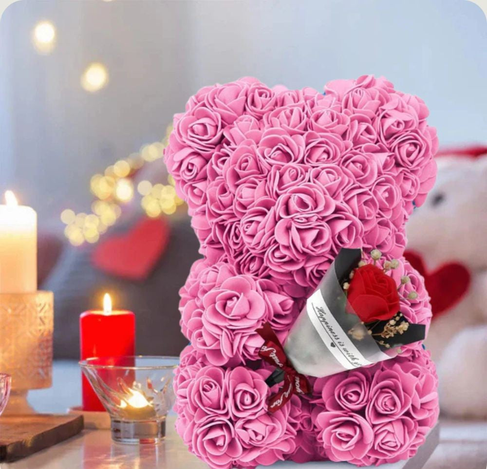 Ourson en Rose - Bouquet Rose PurCoeur
