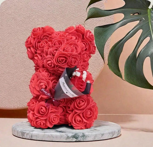 Ourson en Rose - Bouquet Rouge PurCoeur