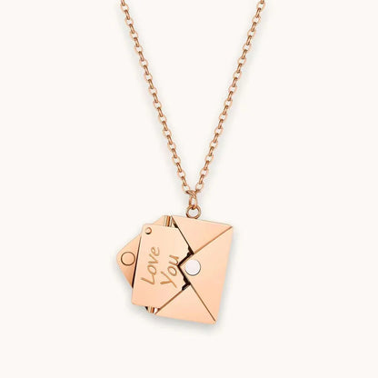 Collier Pendentif Enveloppe – Or rose