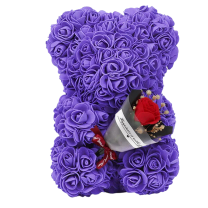 Ourson en Rose - Bouquet Violet PurCoeur