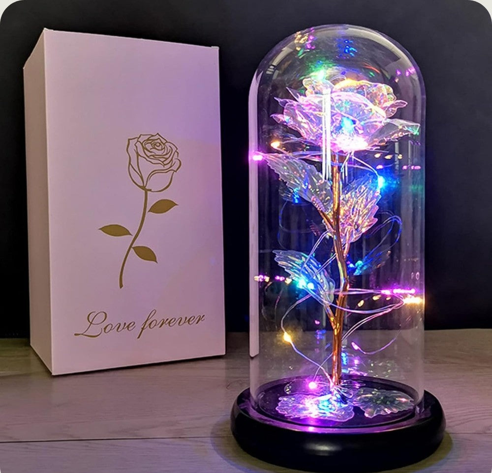 Rose Eternelle en verre - Galaxie PurCoeur