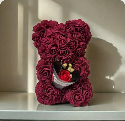 Ourson en Rose - Bouquet Bordeau PurCoeur
