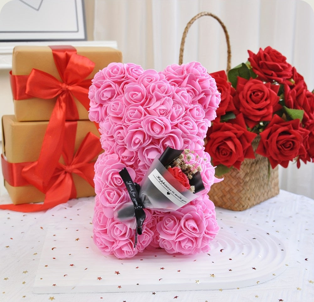 Ourson en Rose - Bouquet Rose PurCoeur