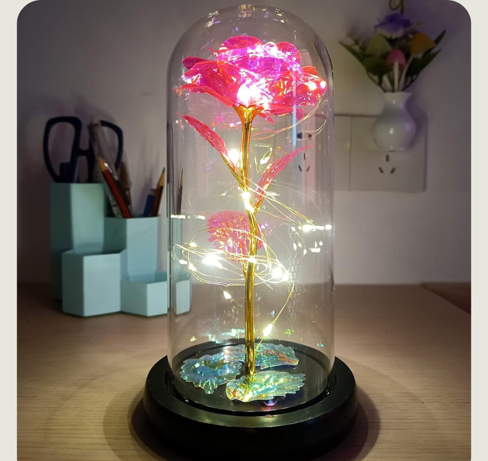 Rose Eternelle en verre - Rose PurCoeur