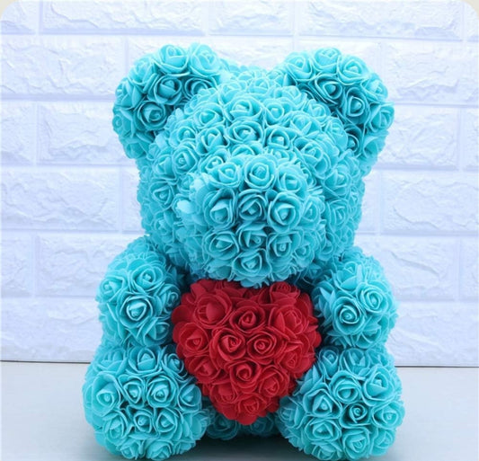 Ourson en Rose - Coeur Turquoise PurCoeur